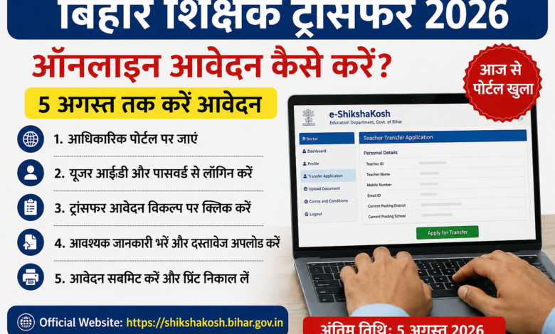 Bihar Teacher Transfer Portal Login